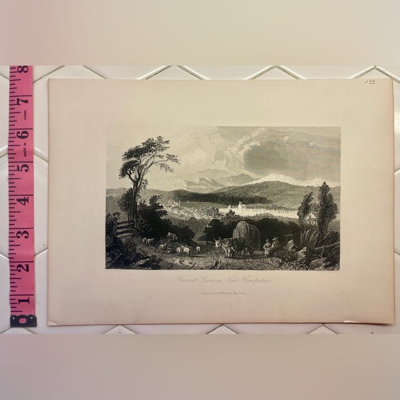 Vintage Harvest Scene in New Hampshire Selmar & Hess Engraved Print - Picture 1 of 3